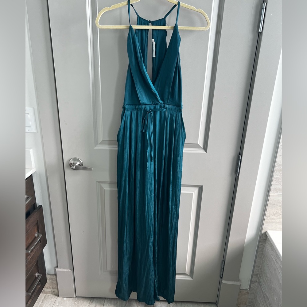 Emerald Green Satin Jumpsuit
